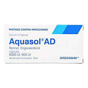 image of Aquasol Ad (retinol / Ergocalciferol) 6000ui / 600ui 10 Capsulas
