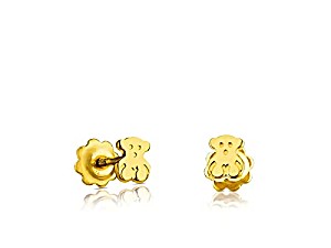 image of Tous Pendientes De Botn Nia Y Baby De Oro Amarillo 18 KT, Cierre Rosca, Motifo: 0, 4 CM