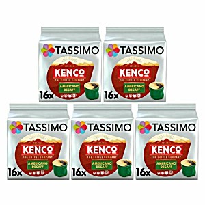 image of Tassimo Kenco Americano Decaf Coffee Pods, Pack of 5, 80 Drinks