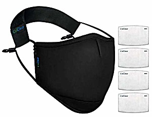 image of Oxiclear N99 Anti Pollution Face Mask With 4 Activated Carbon Filters & Detachable Headband D. r. d. o Certified (no-valve) (black)