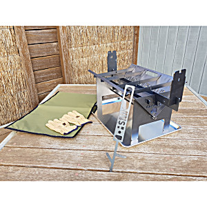 image of Slot Me In the Wedge Fire Pit & Camp Cooker - Ultimate Combo Kit