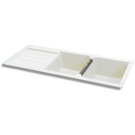 image of Carron Phoenix Java 210 2 Bowl Granite Kitchen Sink - Polar White - 114.0077.380 - Discontinued