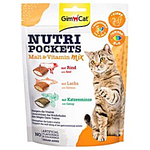 Gimpet подушечки нутри покетс мальт-витамины микс для кошек, 150г*10 400693 (4002064400693)