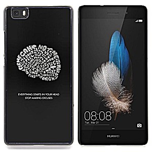 image of Skcase Center / Hard Skin Case Cover Pouch - Brain Ideas Inspiring Genius Quote - Huawei Ascend P8 Lite (not For Normal P8)
