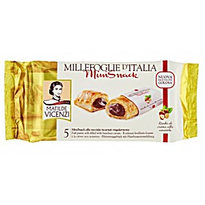 image of Pasticceria Matilde Vicenzi Millefoglie D'italia Mini Snack Ricchi Di Crema Alla Nocciola 5 X 25 G