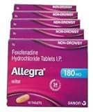 image of Allegra Adult 24HR Allergy Non-drowsy Tablets Otc 180MG 50 Tab Antihistamine