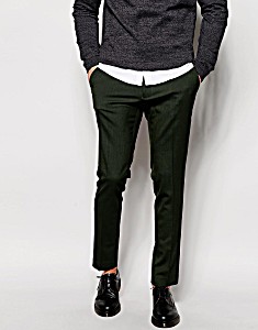 image of Asos Skinny Fit Smart Trousers - Green