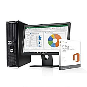 image of Recircuit Refurbished Microsoft Office 2016 PC: Dell 755 - Core 2 Duo 2.93GHZ, 4GB DDR2, New 1TB HDD, Windows 7, Wifi + New 19" Dell LCD Monitor