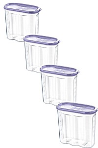 image of Buffer 4 Adet 2 Kapaklı �l�ekli Erzak Kuru Gıda Saklama Kutusu Kabı - 1,7 Litre - Sa935