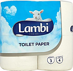 Бумага туалетная tp lambi toilet бел, 3-сл, 160л/рул 4 рул (7316970152278)