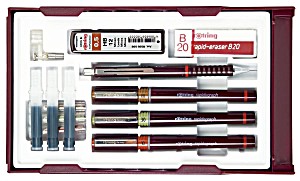 image of Rotring Tuschefller-set Rapidograph College Set, 4 Stck, 0,1 / 0,2 / 0,3 MM + Tikky FM