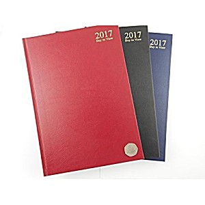 image of 2017 A4 Day To View Hardback Office Business Work Home Desk Diary In Black, Blue, & Burgundy (Saturday & Sunday Share a Page) (Blue)