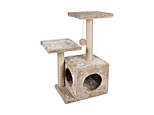 image of Arbre a Chat Avec Niche Et 2 Plates-formes H 60 X L 35X L 27 CM