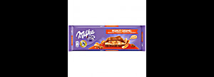 image of Milka Mmmax, Maxi Tavoletta Di Cioccolato Al Latte 100% Alpino Con Arachidi E Caramello - 276G
