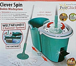 image of Clever Spin Boden-wischsystem Bodenwischer Reinigungsgert 2 Wischmops Putzgert Neu