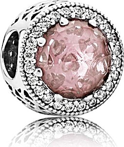 image of Pandora 791725NBP Silber Charm Rosafarbener Strahlenkranz Der Herzen Merken