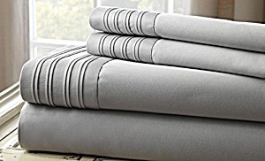 image of Amrapur Overseas Inc. Fine Linens 1000 Thread Count 4 Piece Sheet Set