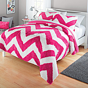 image of Your Zone Long Fur Bedding Comforter Set, 1 Each