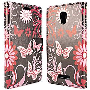 image of Coveron Alcatel Fierce 4 Onetouch Allura Pop 4+ Case, Carryall Series Credit Card Holder Folio Synthetic Leather Wallet Phone Cover