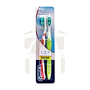 Oral-b toothbrush 123 shiny clean 40 med.Duo 2st (3014260850135)