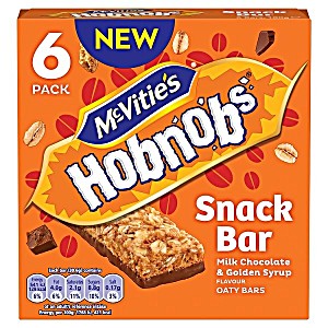 image of Mcvitie's Hobnobs Milk Chocolate & Golden Syrup Oaty Snack Bar X6 MC Vitie's