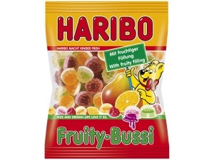 image of Haribo Fruity-bussi 100g Jogi-bussi Goes Fruity ... Bussis Mit Fruchtiger Fllung.