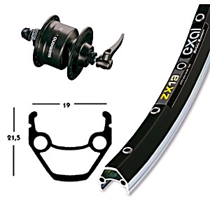 image of Wheel Hub Dynamo 26' Shimano DH3N72 Exal ZX 19 Black (559-19)
