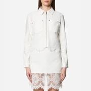image of MCQ Alexander Mcqueen Women's Hybrid Lace Bomber Jacket - Ivory - Uk 6 / Eu 38