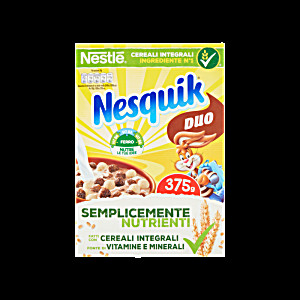image of Nesquik Duo Palline Con Cereali Integrali, Cacao E Cioccolato Bianco 375G