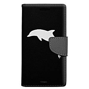 image of LG G Stylo 2 Wallet Case - Silhouette Dolphin On Black Case