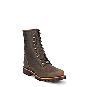image of Chippewa 20086 Chocolate Apache Utility Steel Toe Lace Up 8" Lug Sole Work Boots