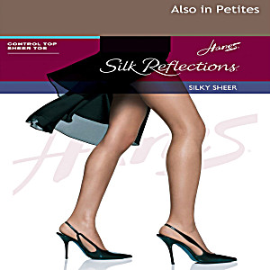 image of Hanes Silk Reflections Control Top Sheer Toe Pantyhose, Style 717