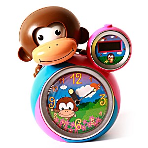 image of Baby Zoo Sleeptrainer Kinderwecker Kinderuhr Wecker Uhr Affe Jungel / Rosa