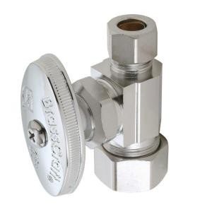image of Brasscraft 1 / 2 In. Nom Comp Inlet x 3 / 8 In. Od Comp Outlet Chrome Plated Brass Multi-turn Straight Valve OCR14 C1