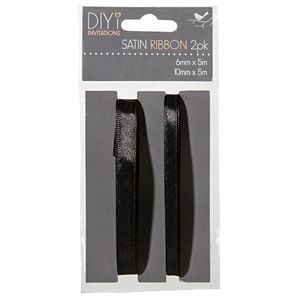 image of Diyi Black Satin Ribbon 10M Twin Pack