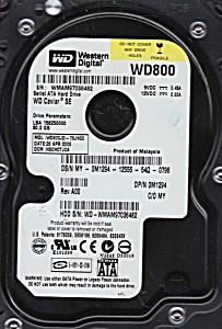 image of WD800JD-75JNC0, DCM Hschctjca, Western Digital 80GB Sata 3.5 Hard Drive