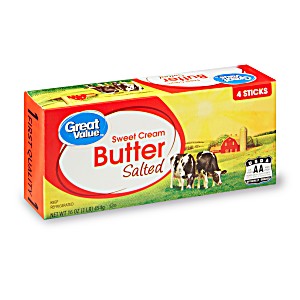 image of Great Value Sweet Cream Salted Butter Sticks, 4 Count,