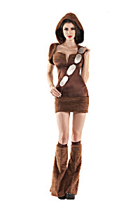 image of Sexy Party King Furry Space Companion Brown Dress Chewbacca Costume PK445