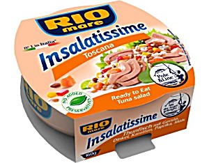 image of Rio Mare Insalatissime Insalata Di Tonno Orzo E Farro Con Carote, Peperoni E Mais 160 G