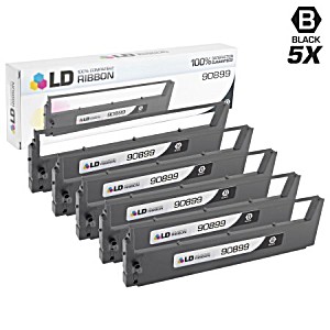 image of LD Compatible Printek 90899 Set of 5 Black Printer Ribbons For Printmaster 850, 850 Si, 852, 860 and 862