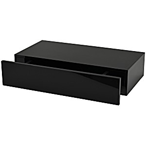 image of Duraline Floating Wall Shelf With Drawer, Black, 100 X 48 X 25 CM