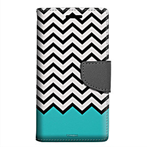 image of LG Harmony Wallet Case - Chevron Black White Turquoise Ribon Case