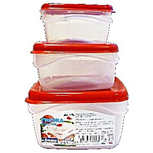 image of Contenitori Plastica C / Sfiato 3 Pezzi Quadro Bama
