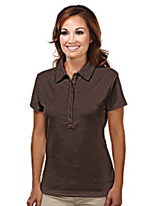 image of Tri-mountain Womens Side Vents Waffle Knit Polo Shirt