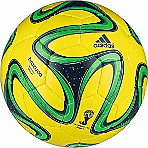 image of Adidas Brazuca Sala 65 Ballon De Foot Homme Vivid Yellow S13 / Night Blue F13 / Samba Green S14 / Fairway Taille 5