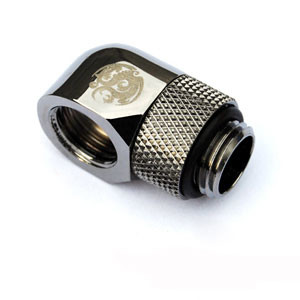 Bitspower G1/4" Male To Female Extender Fitting, 90° Rotary, Silver Shining (4711946740917)
