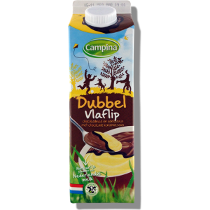 image of Dubbel Vlaflip,Chocoladevla En Vanillevla Met Cho. . . Campina 1L