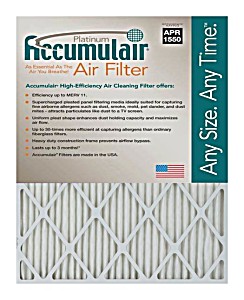 image of Accumulair Platinum 28X29.5X1 Merv 11 Air Filters (2 Pack)