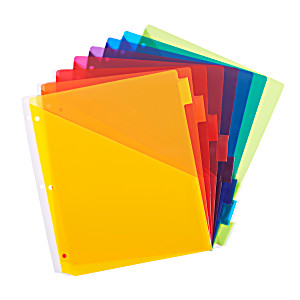 image of Pen + Gear Vibrant Colored 8-tab Dividers With Pockets, Letter Sized