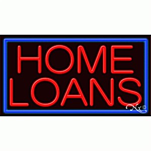 image of Arter Neon 11727 Business Neon Sign - Home Loans Border, Red & Blue